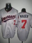 Twins #7 Joe Mauer Stitched Grey Jersey