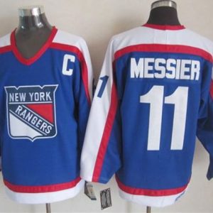 Rangers #11 Mark Messier Blue White CCM Throwback Stitched Jersey