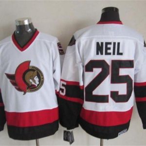 Senators #25 Chris Neil White CCM Throwback Stitched Jersey