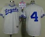Royals #4 Alex Gordon White 1974 Turn Back The Clock W 2015 World Series Patch Stitched Jersey