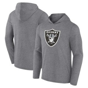 Las Vegas Raiders Heather Gray Primary Logo Long Sleeve Hoodie