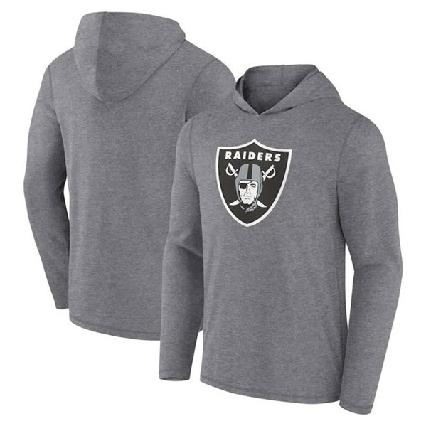 Las Vegas Raiders Heather Gray Primary Logo Long Sleeve Hoodie