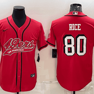 San Francisco 49ers #80 Jerry Rice New Red With Patch Cool Base Stitched Baseball Jersey
