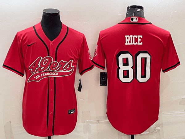 San Francisco 49ers #80 Jerry Rice New Red With Patch Cool Base Stitched Baseball Jersey