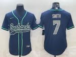 Seattle Seahawks #7 Geno Smith Navy With Patch Cool Base Stitched Jersey