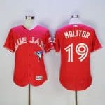 Blue Jays #19 Paul Molitor Red Flexbase Authentic Collection Canada Day Stitched Jersey