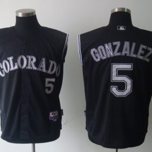 Rockies #5 Carlos Gonzalez Black Vest Style Stitched Jersey