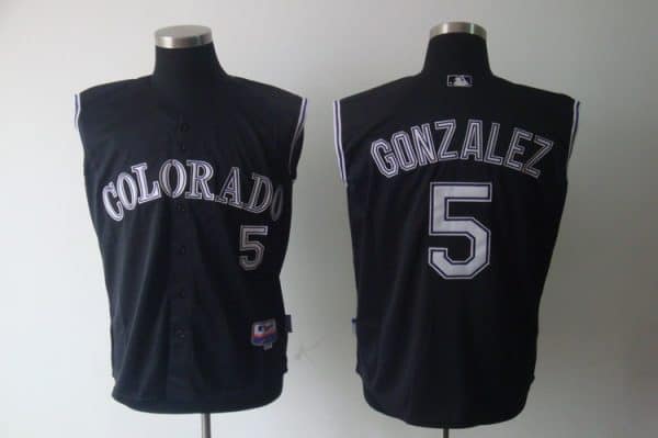 Rockies #5 Carlos Gonzalez Black Vest Style Stitched Jersey