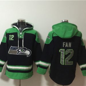 Seattle Seahawks #12 Fan Black Ageless Must-Have Lace-Up Pullover Hoodie