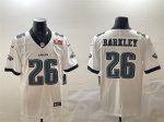Philadelphia Eagles #26 Saquon Barkley White 2025 Super Bowl LIX Patch New Vapor Untouchable Limited Stitched Jersey