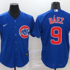 Chicago Cubs #9 Javier Baez Blue Cool Base Stitched Jersey