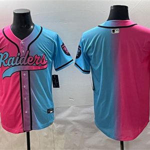 Las Vegas Raiders Blank Pink Blue Limited Stitched Jersey