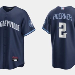 Chicago Cubs #2 Nico Hoerner Navy City Connect Cool Base Stitched Jersey
