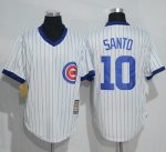 Cubs #10 Ron Santo White Strip Home Cooperstown Stitched Jersey