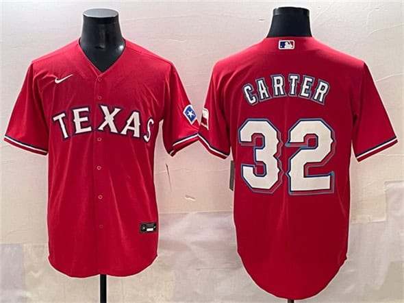 Texas Rangers #32 Evan Carter Red Cool Base Stitched Jersey