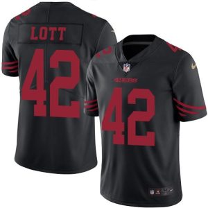 49ers #42 Ronnie Lott Black Stitched Limited Rush Nike Jersey