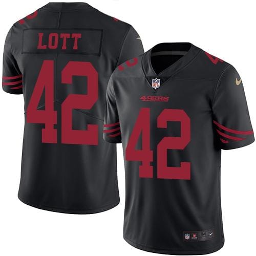 49ers #42 Ronnie Lott Black Stitched Limited Rush Nike Jersey