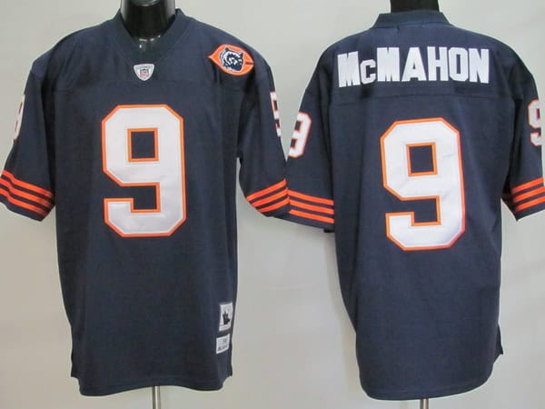 Mitchell Ness Bears #9 Jim McMahon Blue With Big Number Stitched Throwback Jersey