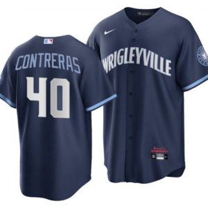 Chicago Cubs #40 Willson Contreras Navy City Connect Stitched Jersey