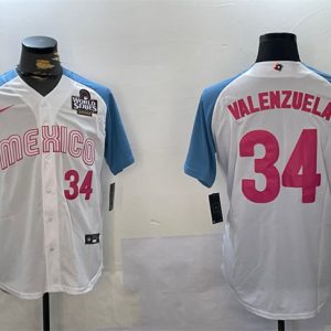Mexico #34 Fernando Valenzuela White 2024 World Series Cool Base Stitched Jersey