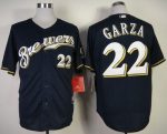 Brewers #22 Matt Garza Navy Blue Cool Base Stitched Jersey