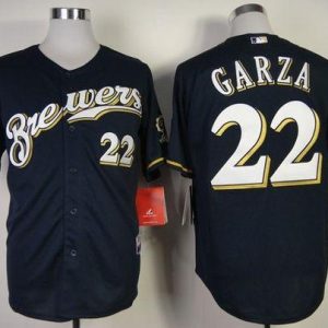 Brewers #22 Matt Garza Navy Blue Cool Base Stitched Jersey