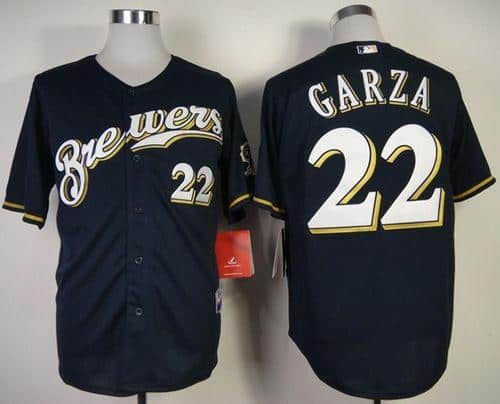 Brewers #22 Matt Garza Navy Blue Cool Base Stitched Jersey