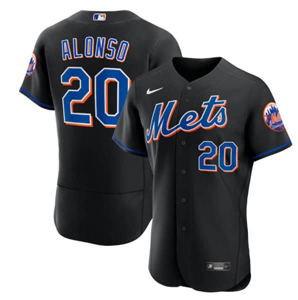 New York Mets #20 Pete Alonso Black Flex Base Stitched Jersey