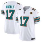 Miami Dolphins #17 Jaylen Waddle White 2023 F.U.S.E. Alternate With John Madden Patch Vapor Limited Stitched Jersey
