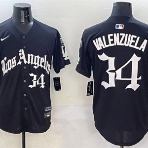 Los Angeles Dodgers #34 Fernando Valenzuela Black Mexico 2025 LA Gothic Style With Fernando Patch Vapor Premier Limited Stitched Jersey