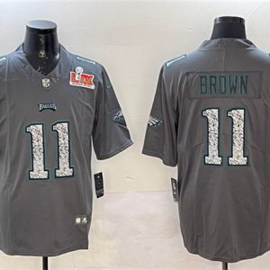 Philadelphia Eagles #11 A.J. Brown Gray 2025 Super Bowl LIX Patch Fashion Vapor Untouchable Limited Stitched Jersey