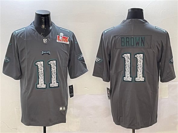 Philadelphia Eagles #11 A.J. Brown Gray 2025 Super Bowl LIX Patch Fashion Vapor Untouchable Limited Stitched Jersey