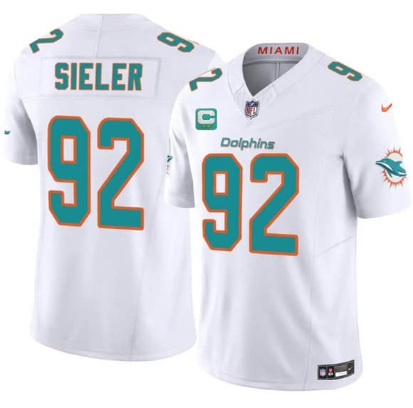 Miami Dolphins #92 Zach Sieler White 2025 F.U.S.E. With 2-Star C Patch Vapor Limited Stitched Jersey