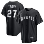 Los Angeles Angels #27 Mike Trout Black Lights Out Limited Stitched Jersey