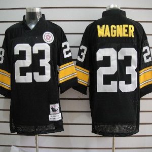 Mitchell And Ness Steelers #23 Mike Wagner Black Stitched Jersey