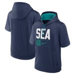 Seattle Mariners Navy Tri Code Lockup Short Sleeve Pullover Hoodie