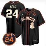 San Francisco Giants #24 Willie Mays Black With Patch Stitched Jersey