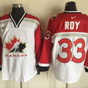Team CA. #33 Patrick Roy White Red Nike Throwback Stitched Jersey