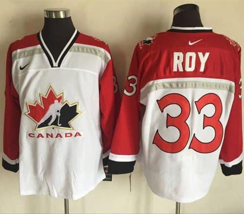 Team CA. #33 Patrick Roy White Red Nike Throwback Stitched Jersey