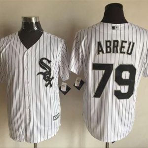 White Sox #79 Jose Abreu White(Black Strip) New Cool Base Stitched Jersey