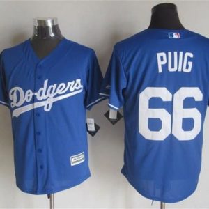 Dodgers #66 Yasiel Puig Blue New Cool Base Stitched Jersey