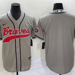 Atlanta Braves Blank Gray Cool Base With Patch Stitched Jersey