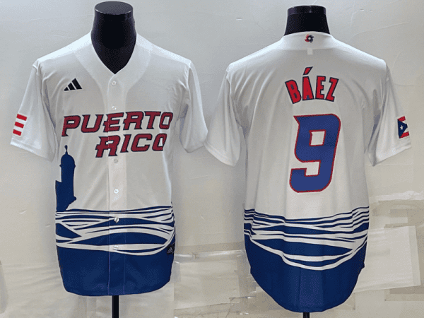 Puerto Rico #9 Javier B¨¢ez 2023 White World Classic Stitched Jersey