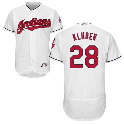 Indians #28 Corey Kluber White Flexbase Authentic Collection Stitched Jersey