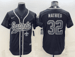 New Orleans Saints #32 Tyrann Mathieu Black Reflective With Patch Cool Base Stitched Baseball Jersey