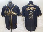 Philadelphia Phillies #3 Bryce Harper Black Gold Cool Base Stitched Jersey