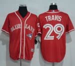 Blue Jays #29 Devon Travis Red New Cool Base Canada Day Stitched Jersey