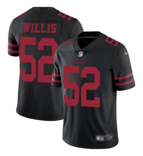 49ers #52 Patrick Willis Black Stitched Limited Rush Jersey
