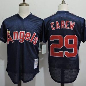 Mitchell And Ness Angels Of Anaheim #29 Rod Carew Navy Blue Throwback Stitched Jersey