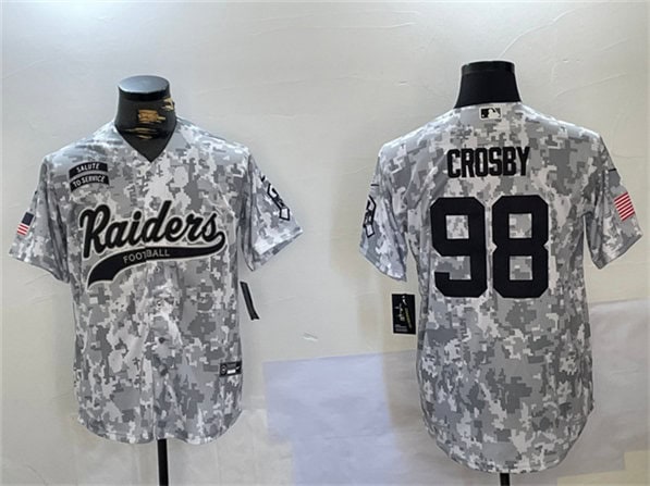 Las Vegas Raiders #98 Maxx Crosby 2024 Arctic Camo Salute To Service Stitched Jersey
